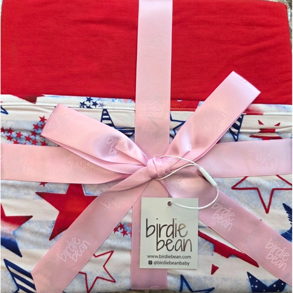 NWT Birdie Bean Kennedy Stars Red White Blue Bamboo Baby Toddler Blanket 45''